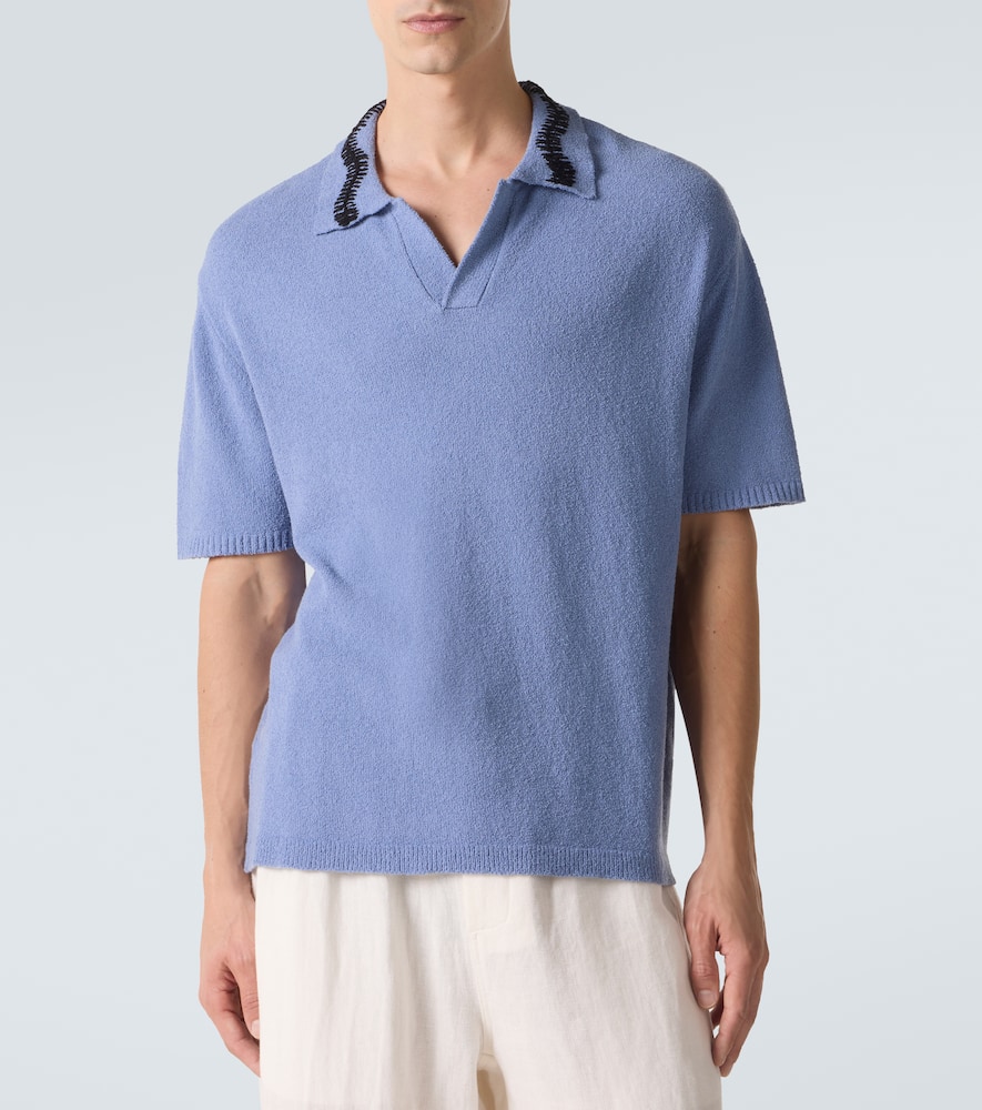 Cotton-blend polo sweater