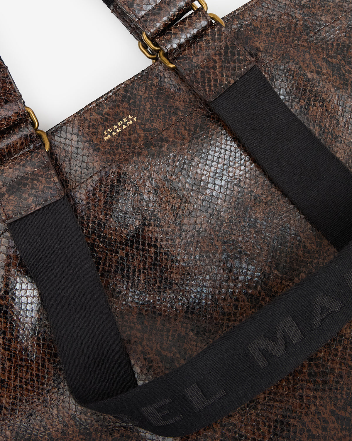 Wardy Leather Bag With Python Effect - Mocha -