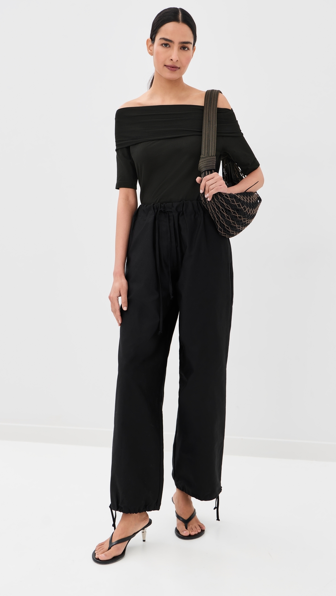 Short Sleeve Twisted Top Black