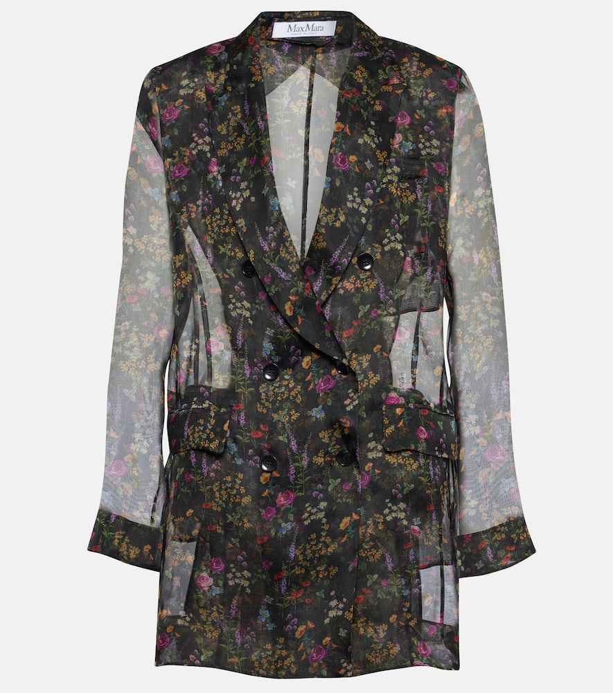 Jabot floral silk organza blouse