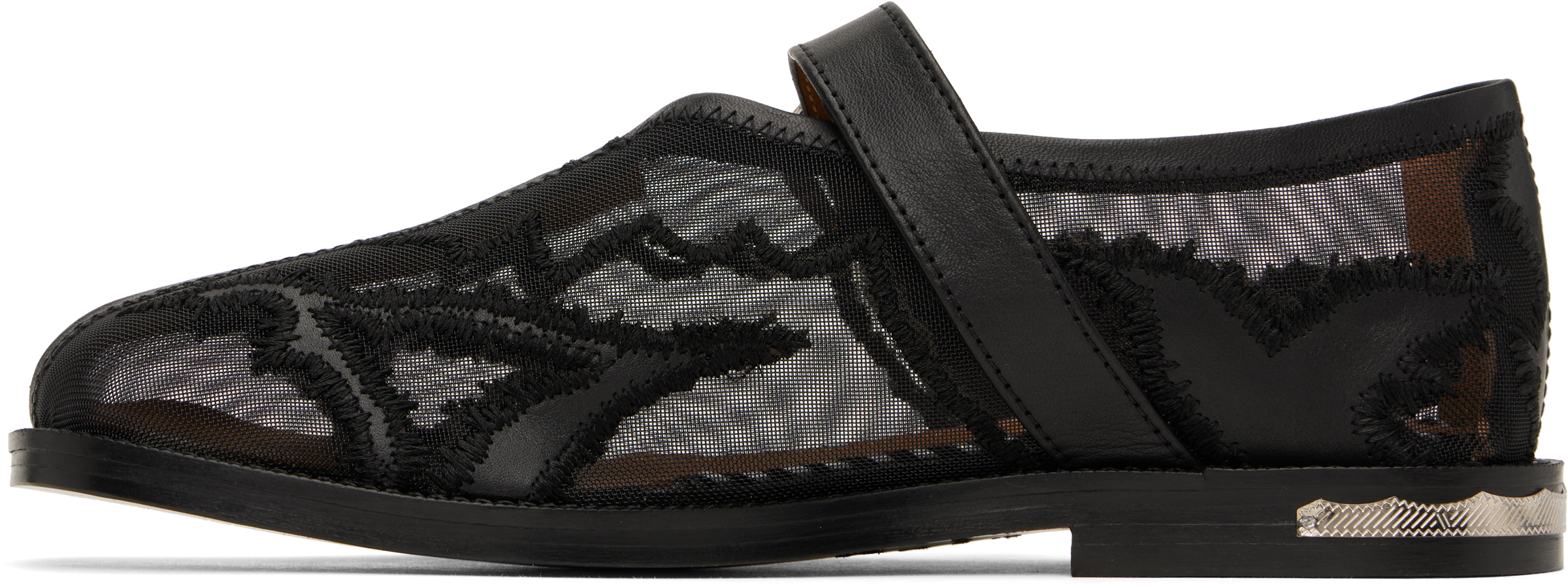 Toga Pulla Black Mesh & Leather Loafers