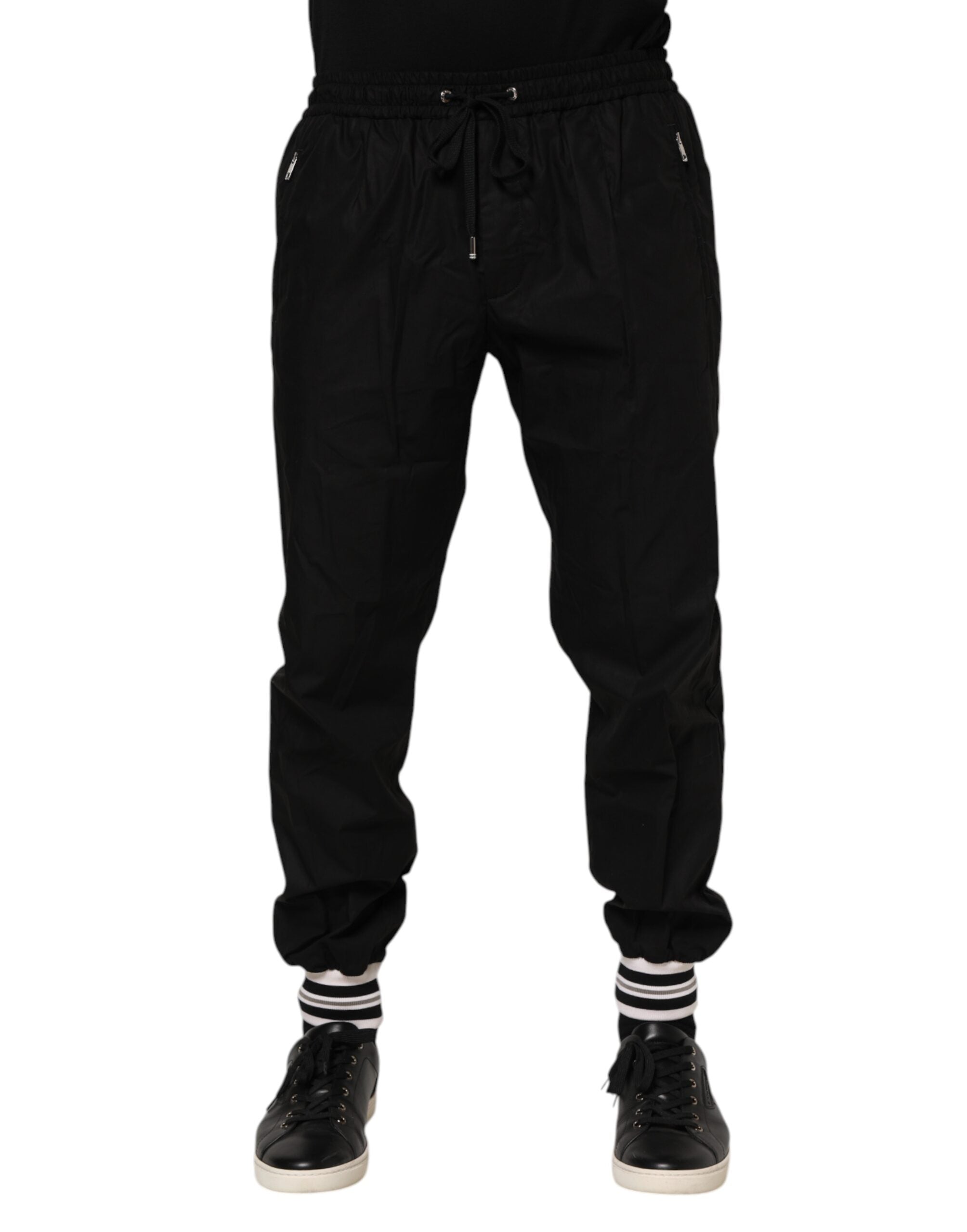 Cotton Logo Tape Joggers — Black
