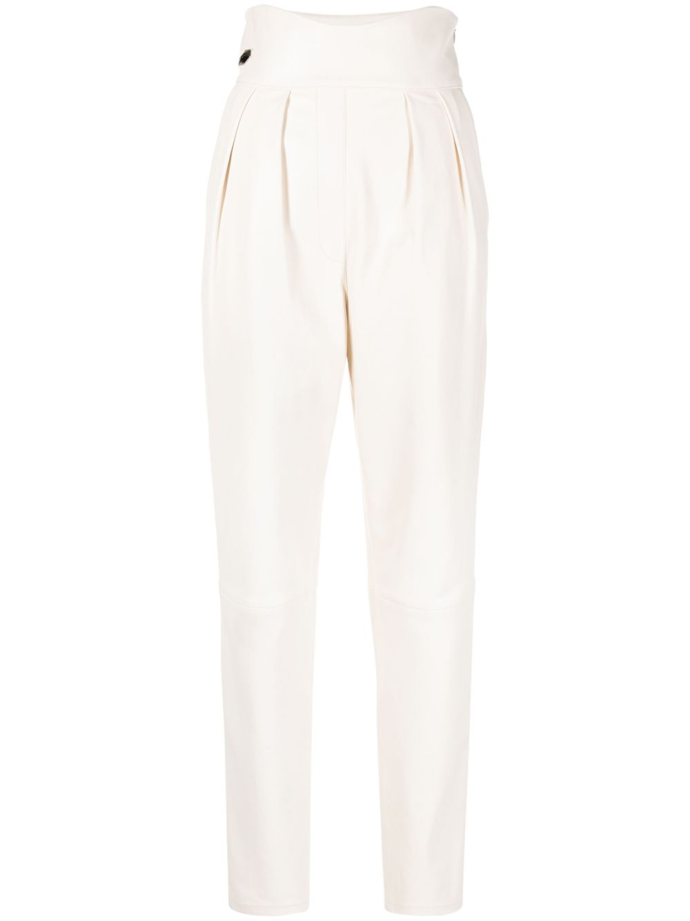 High-waisted leather trousers - Neutrals