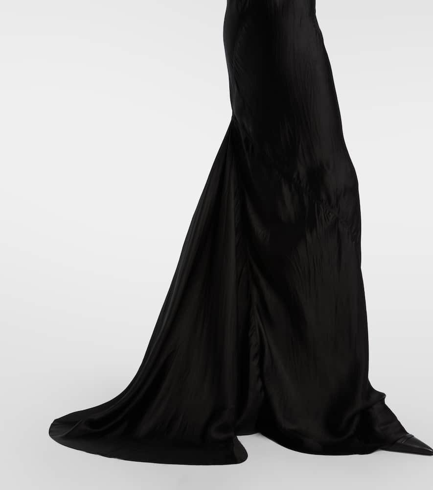 Combo silk-trimmed satin gown