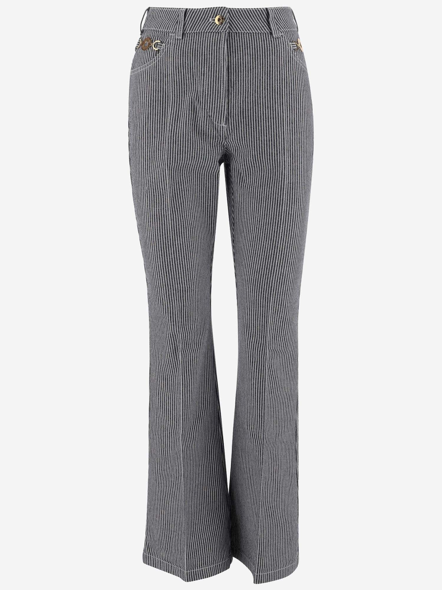 Cotton Denim Flare Pants