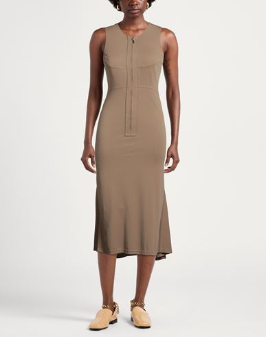Woman Midi dress Khaki Size S Viscose, Polyamide, Elastane