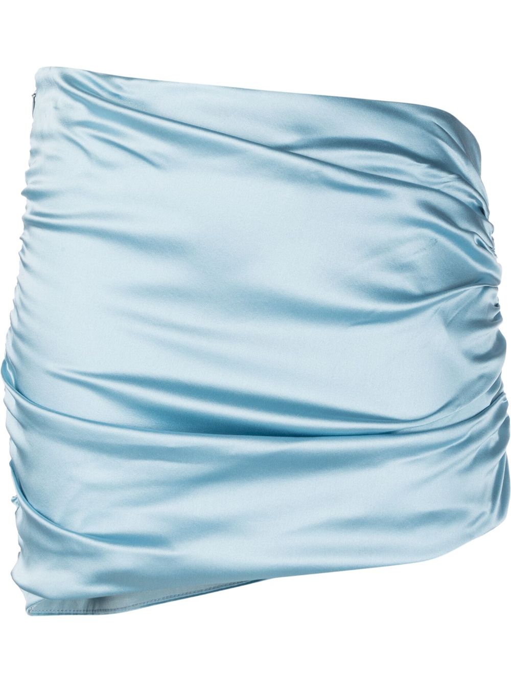 Asymmetric satin mini skirt - Blue