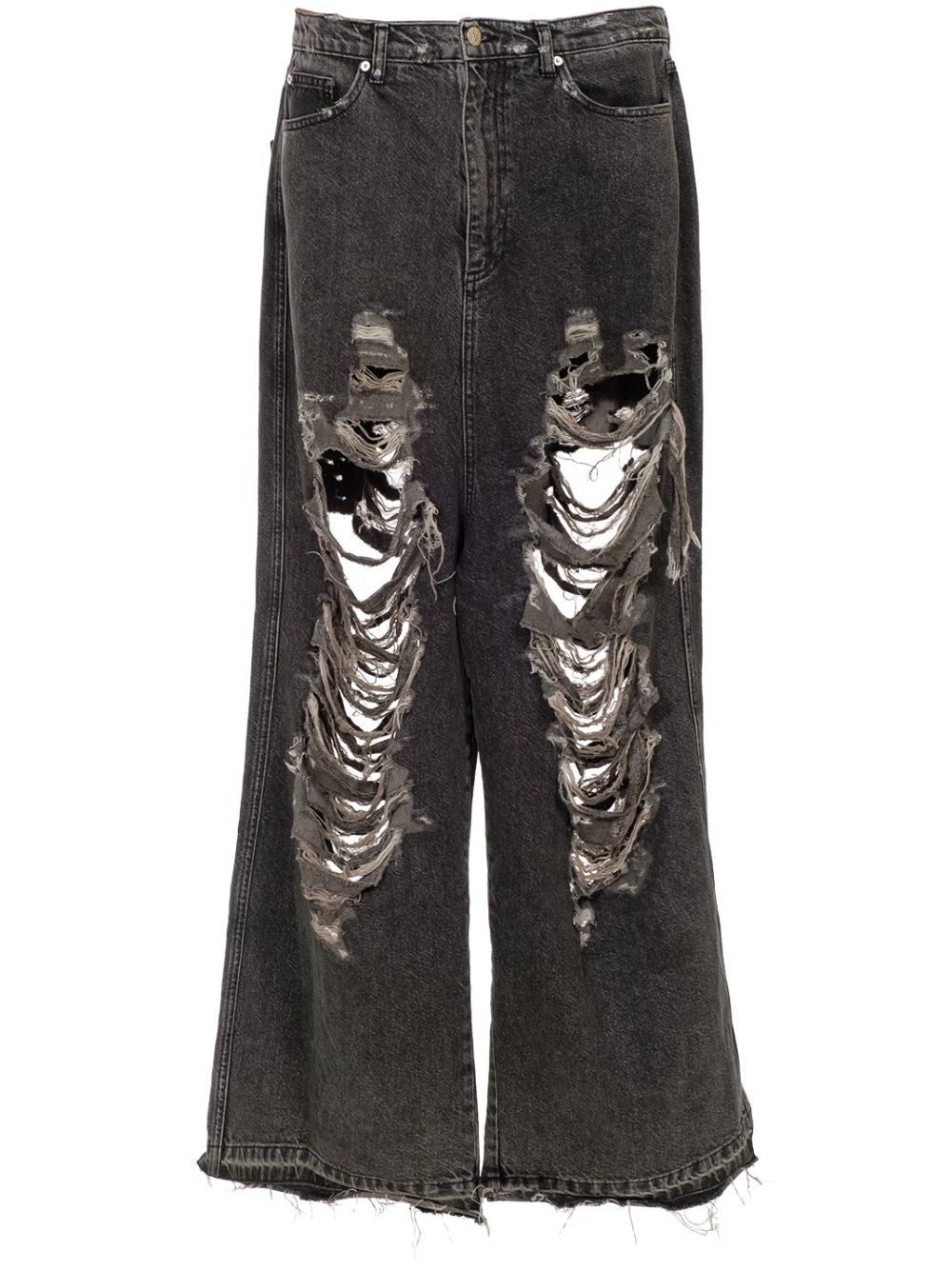 Ripped wide-leg jeans - Black