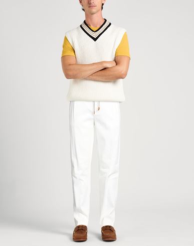 Man Pants White Size 31 Linen, Cotton, Elastane