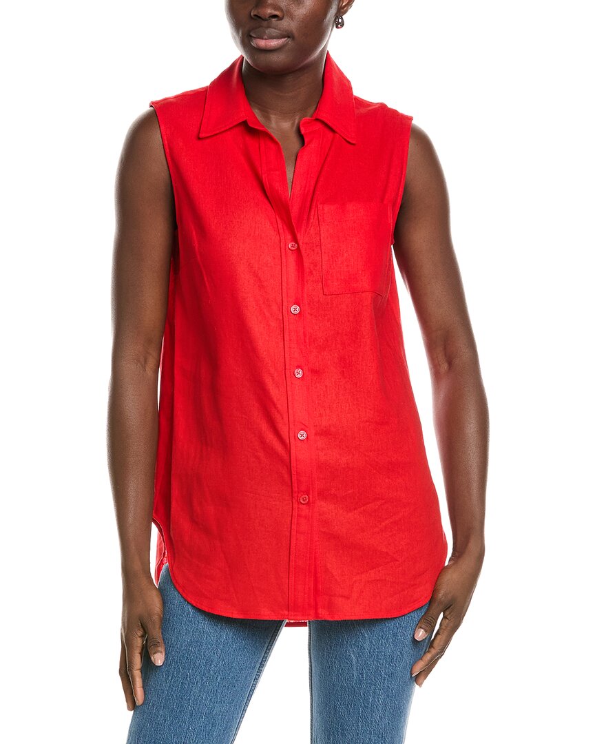 Sleeve Knot Linen-Blend Shirt