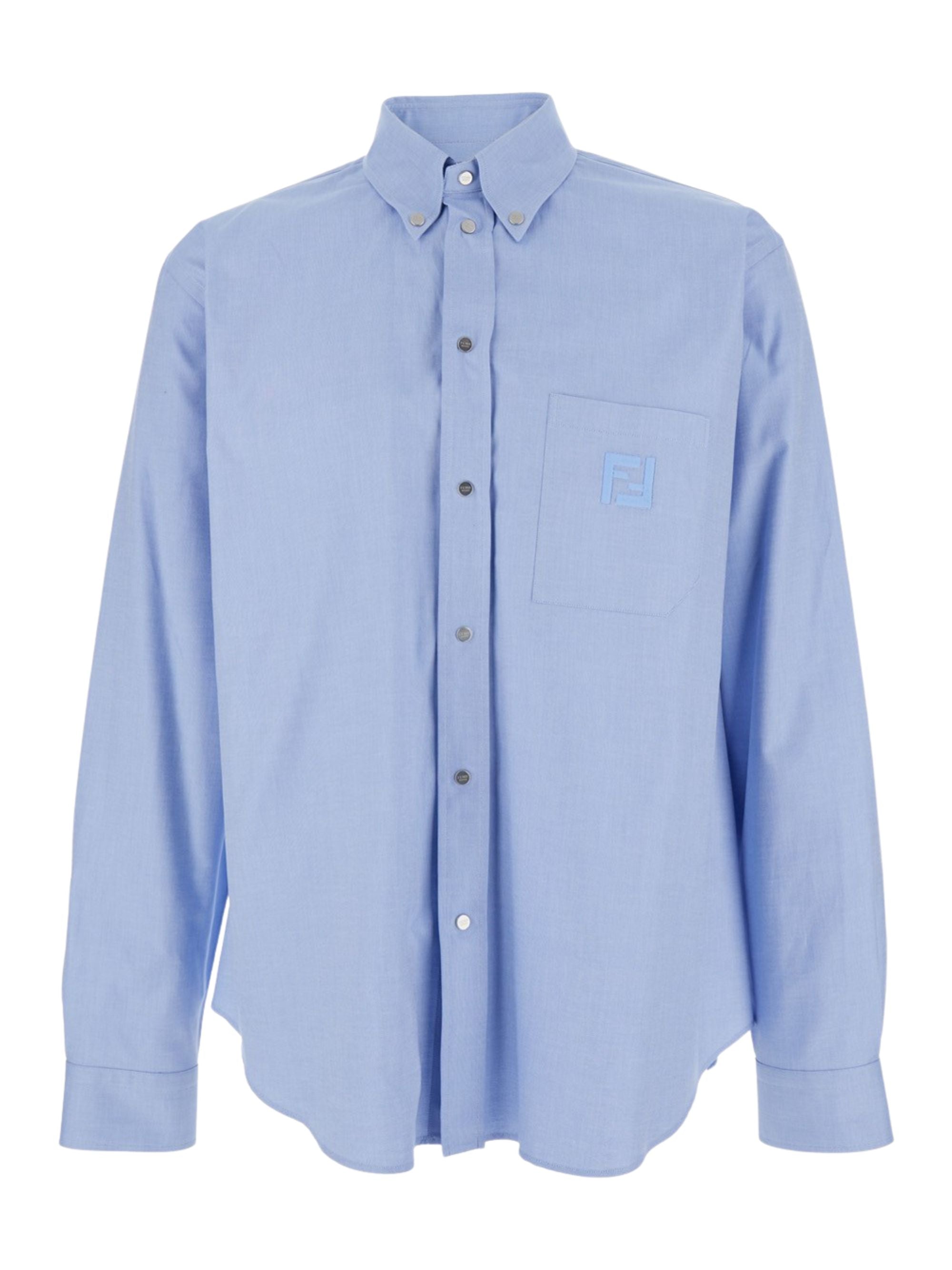 Light Cotton Button-Down Shirt with Embroidered Details