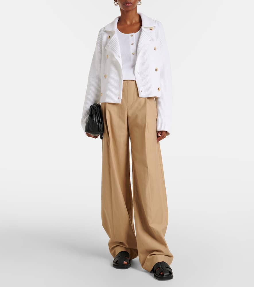 Double-breasted cotton-blend jacket