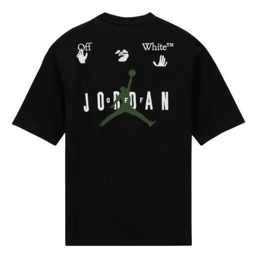 Air x Off-White MJ T-Shirt Asia Sizing 'Black White Forest Green'