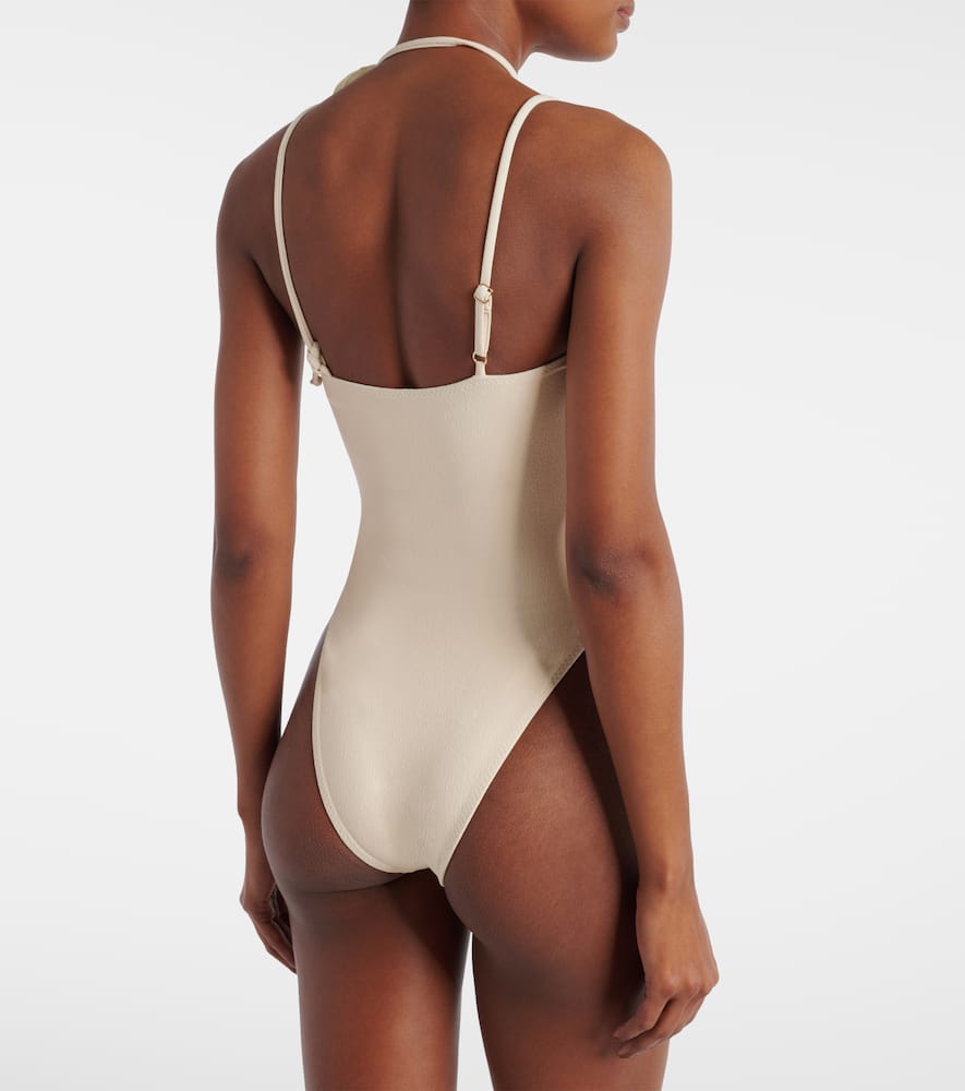 Rose Choker asymmetrical swimsuit