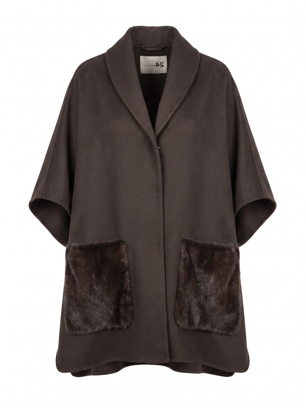 Cashmere Cape With Mink Details