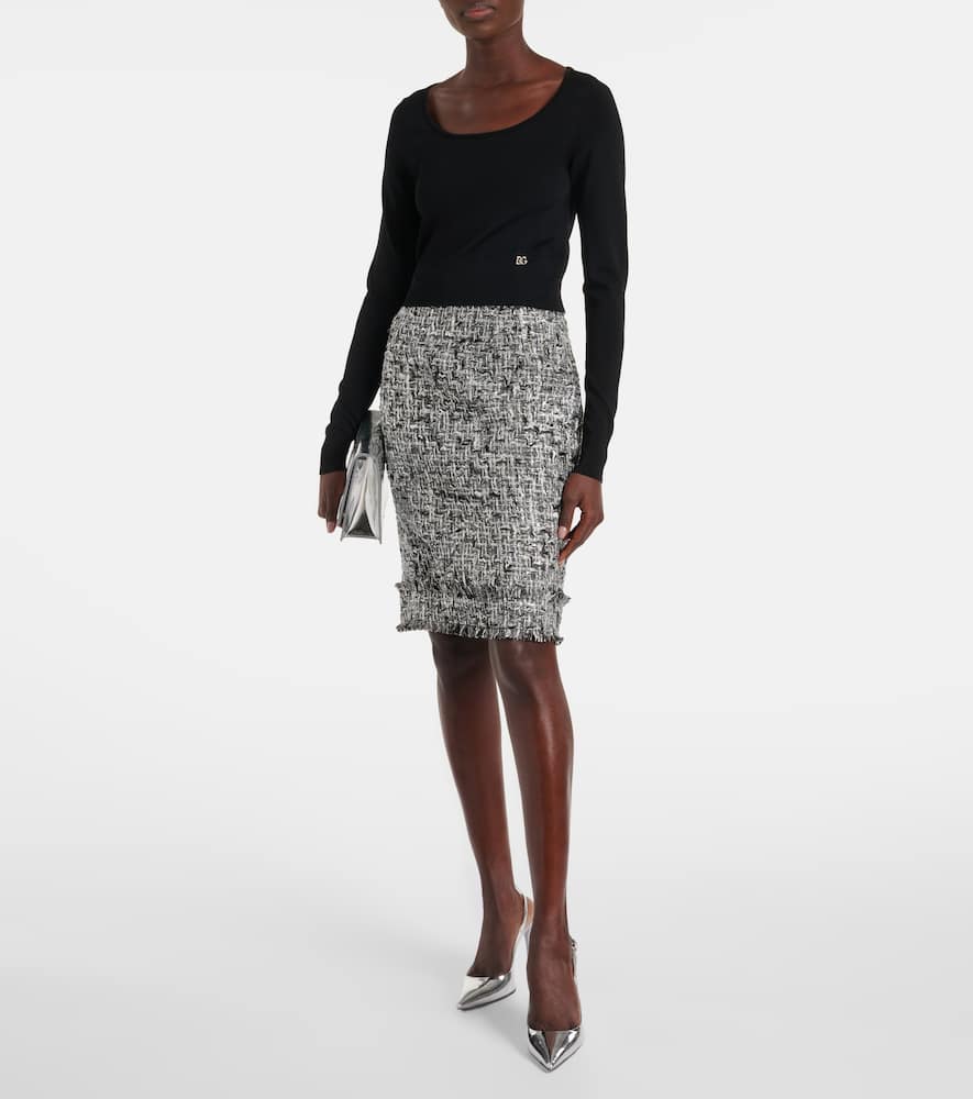 Lamé midi skirt