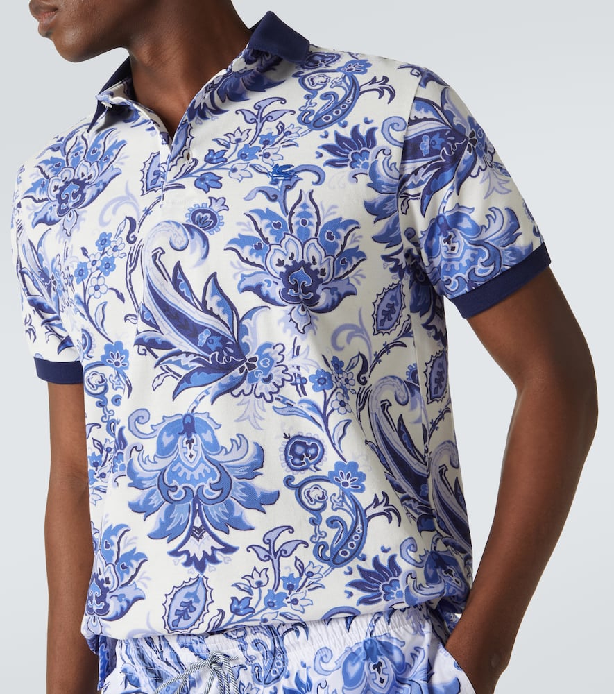Printed cotton polo shirt