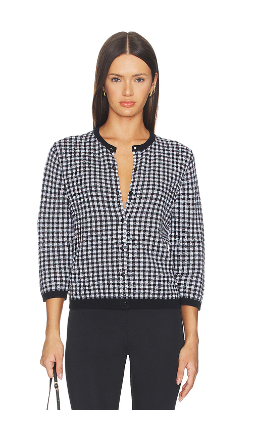 Vince Gingham 3/4 Sleeve Cardi in Black & Off White. XS also in S