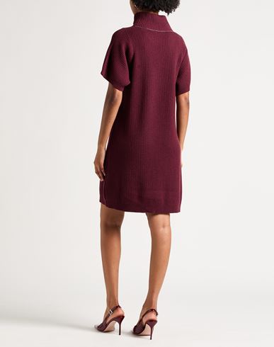 Woman Mini dress Burgundy Size L Virgin Wool, Cashmere, Silk