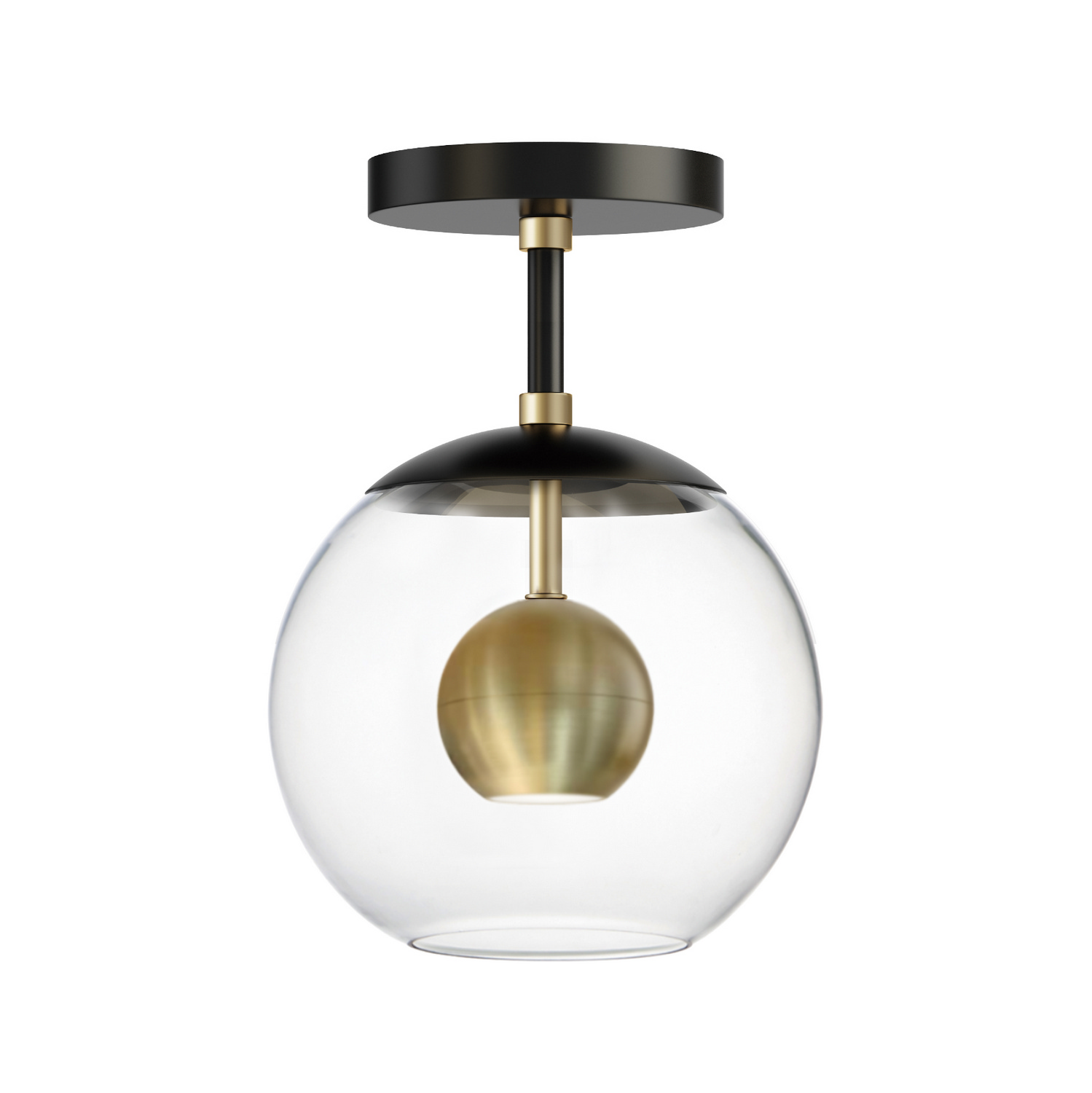 Nucleus 1-Light LED Flush Mount in Black with Natural Aged Bra