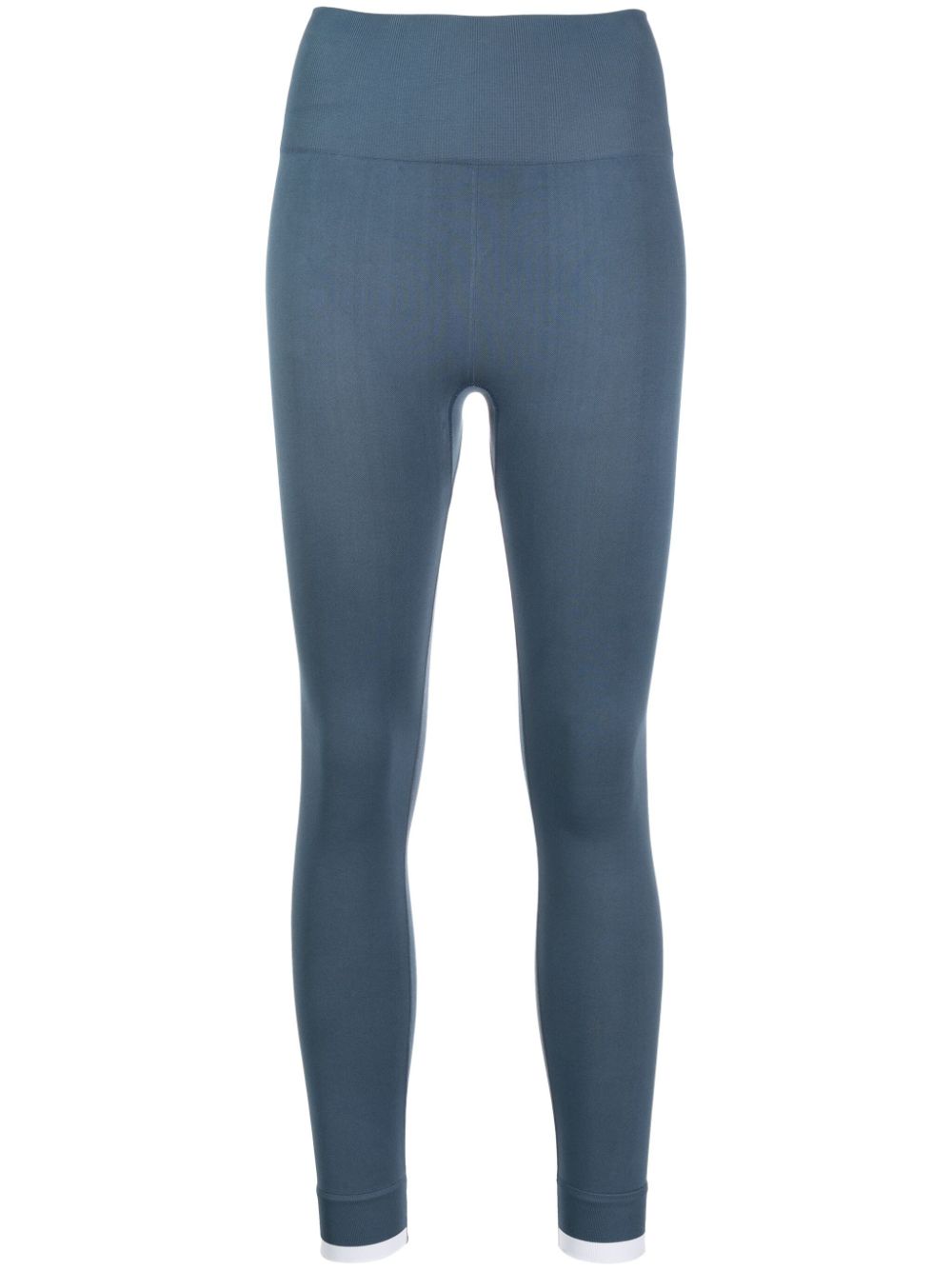 Logo-print ribbed-edge leggings - Blue