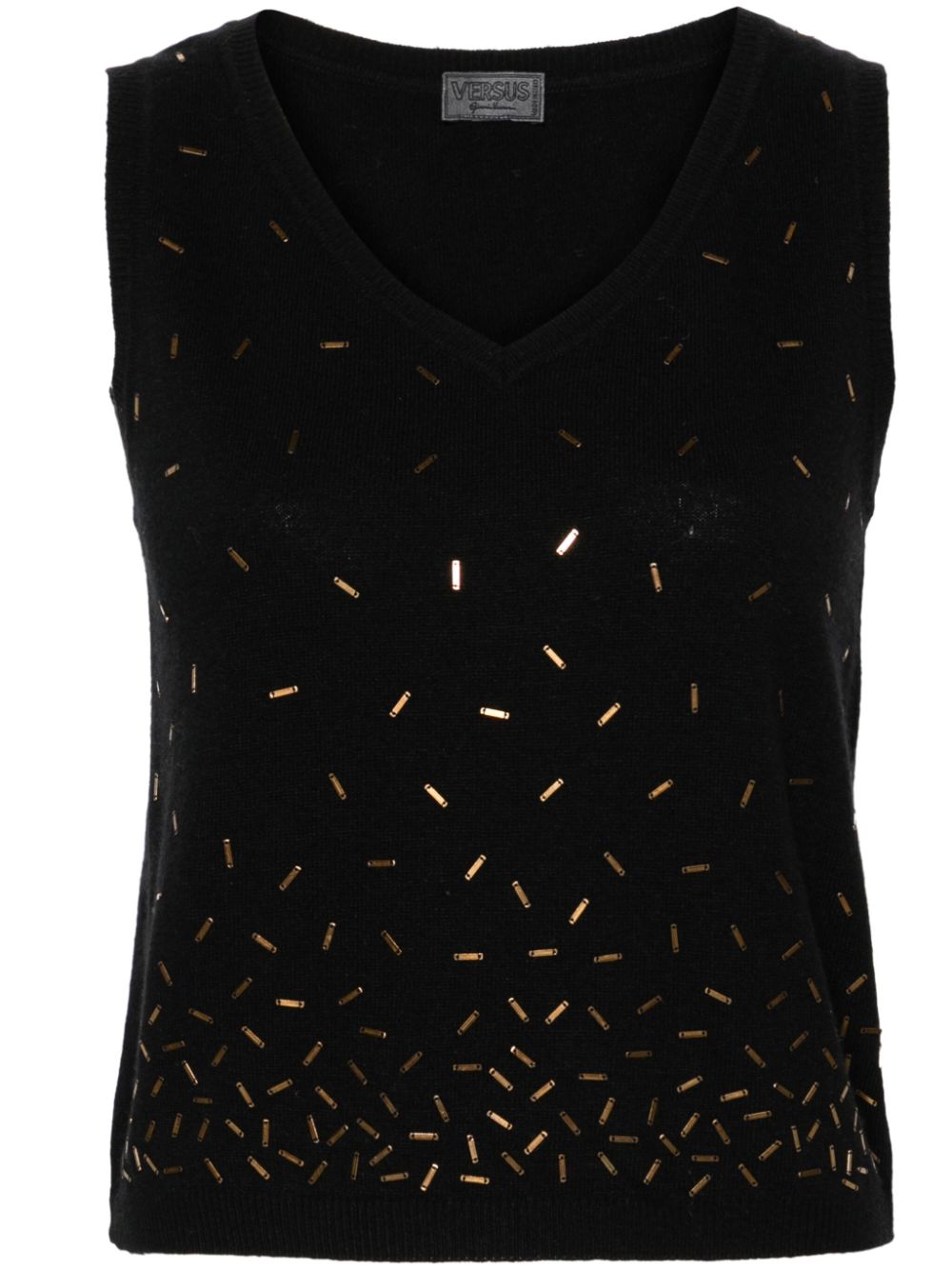 2000s plaque-embellished knitted vest - Black