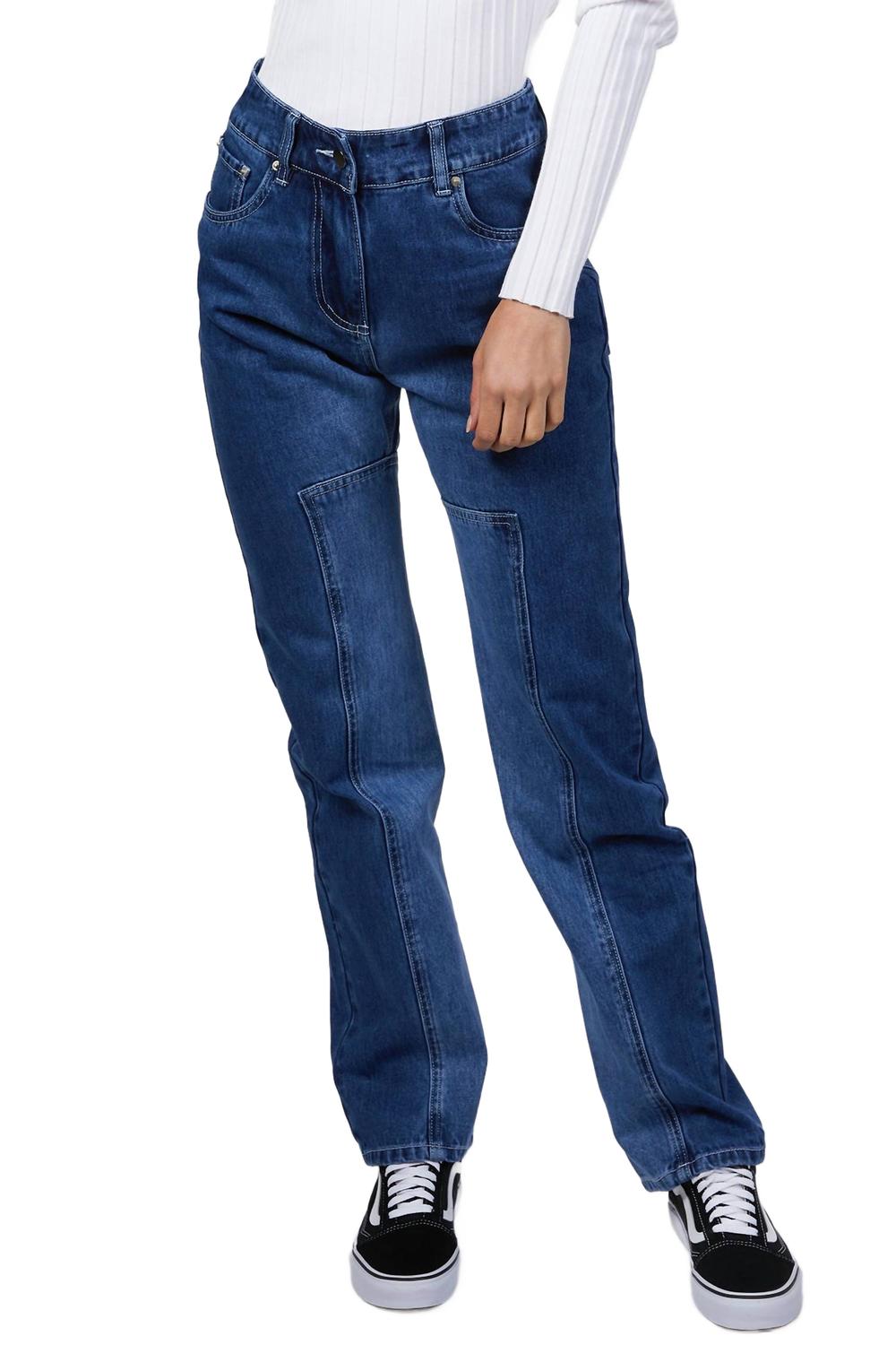 Panel Denim Jeans In Indigo
