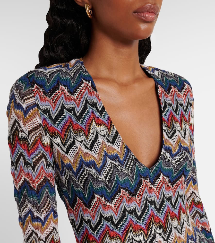 Zigzag lamé midi dress