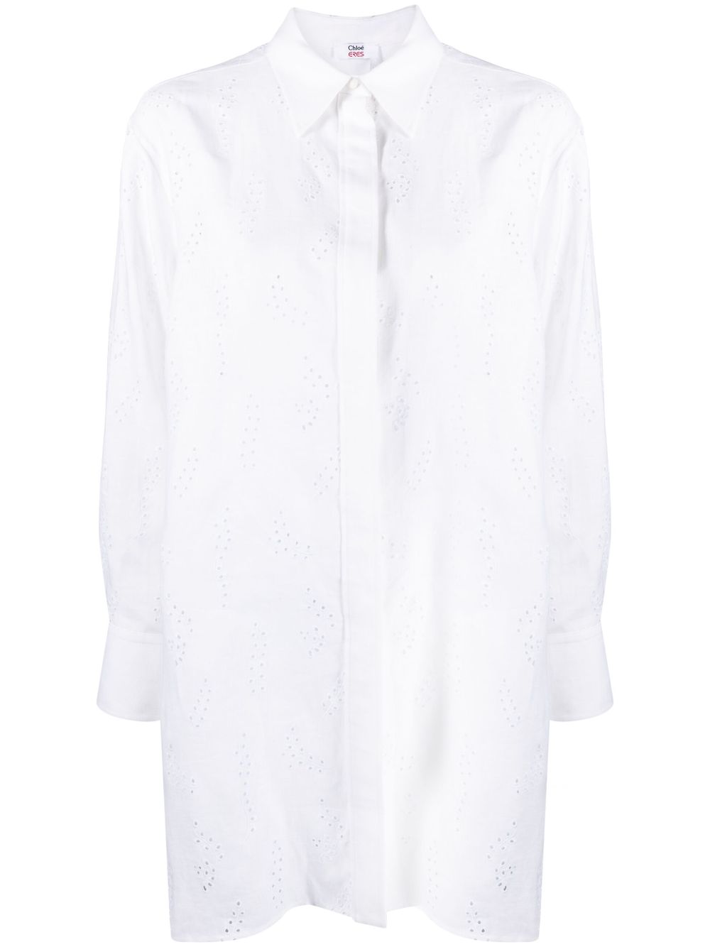 Mother-of-pearl linen shirt dress - Blue