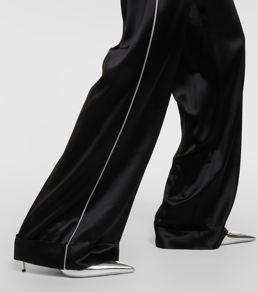High-rise silk-blend wide-leg pants