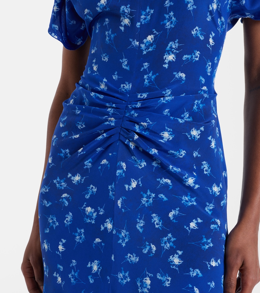 Bela floral gathered silk midi dress