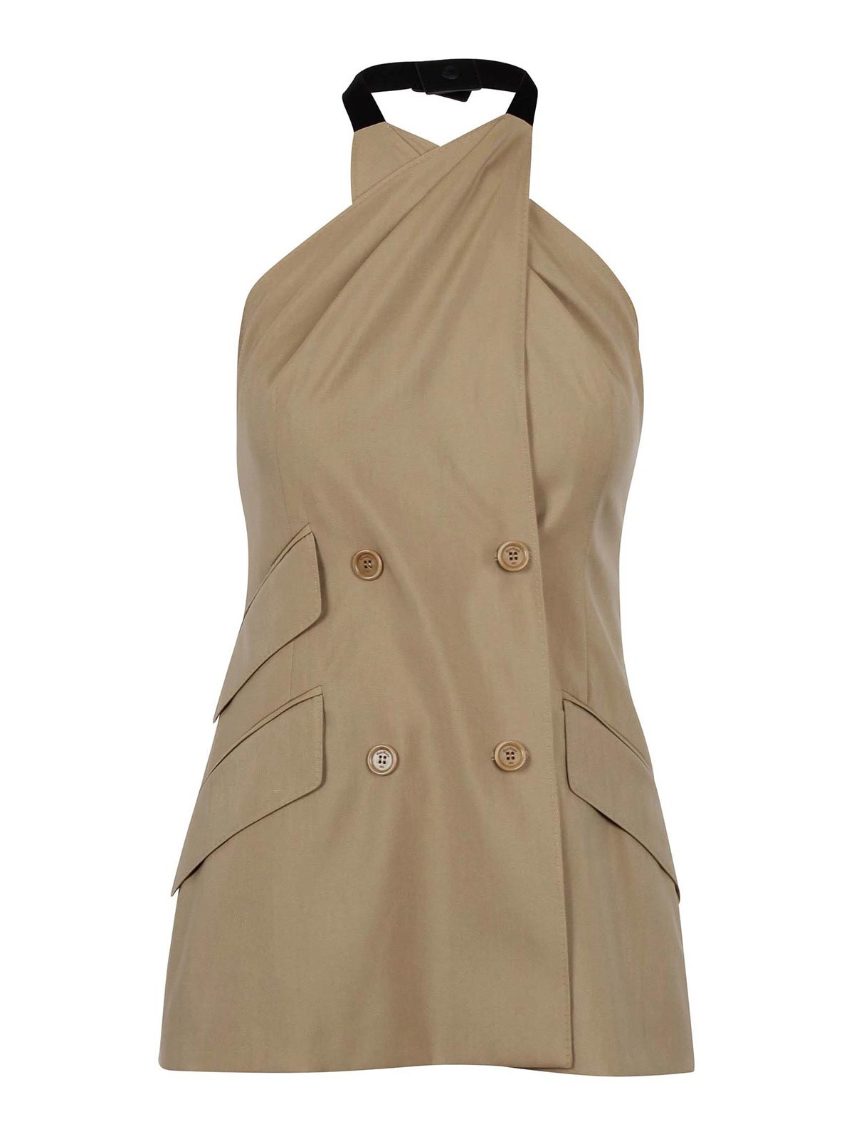 Sleeveless Wool And Silk Poplin Jacket