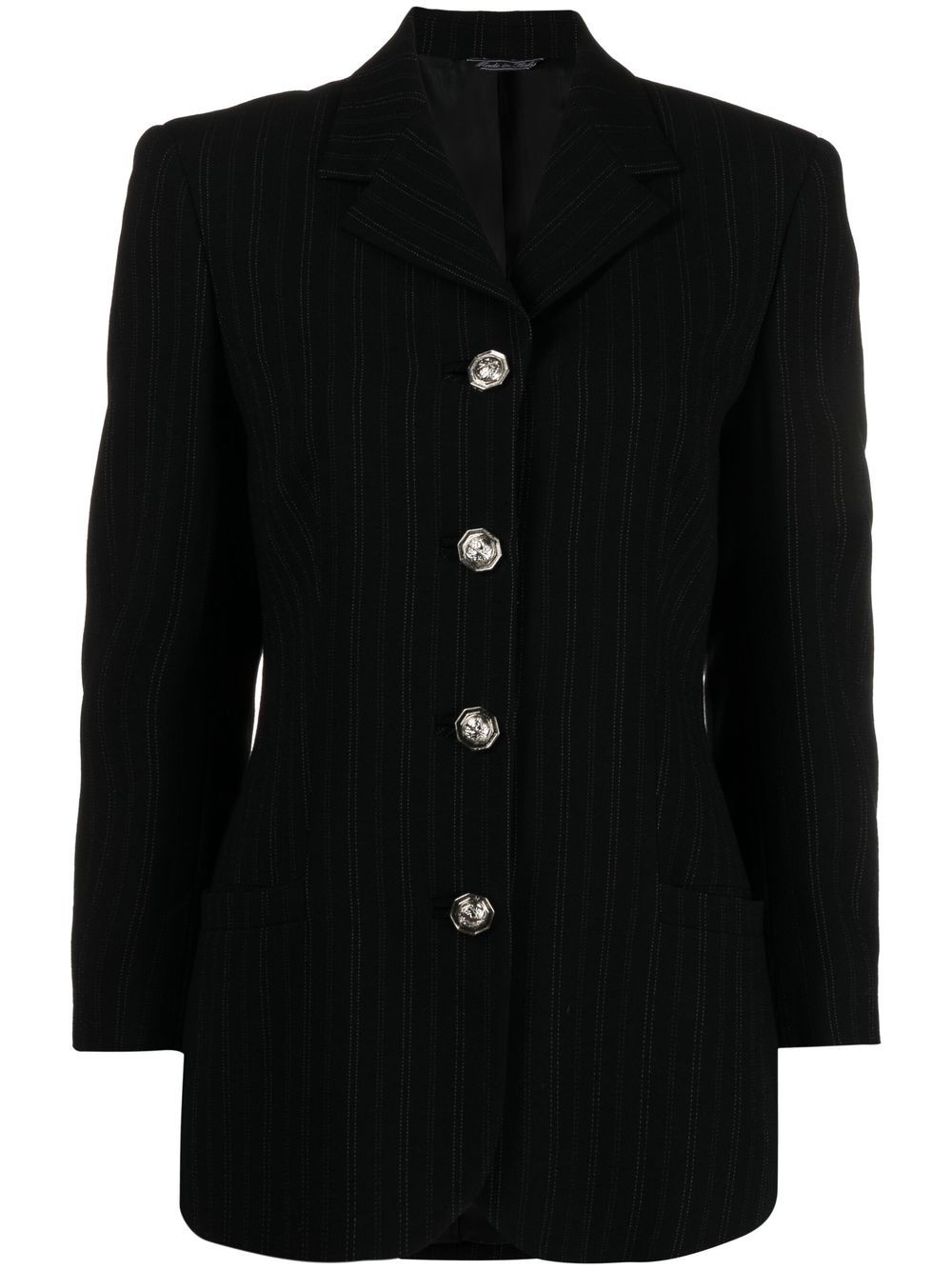 1990s pinstripe single-breasted blazer - Black