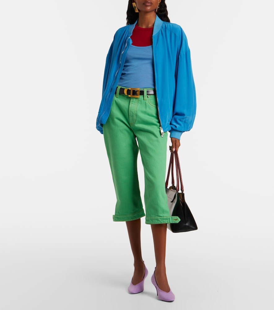 Oversized silk poplin blouson jacket