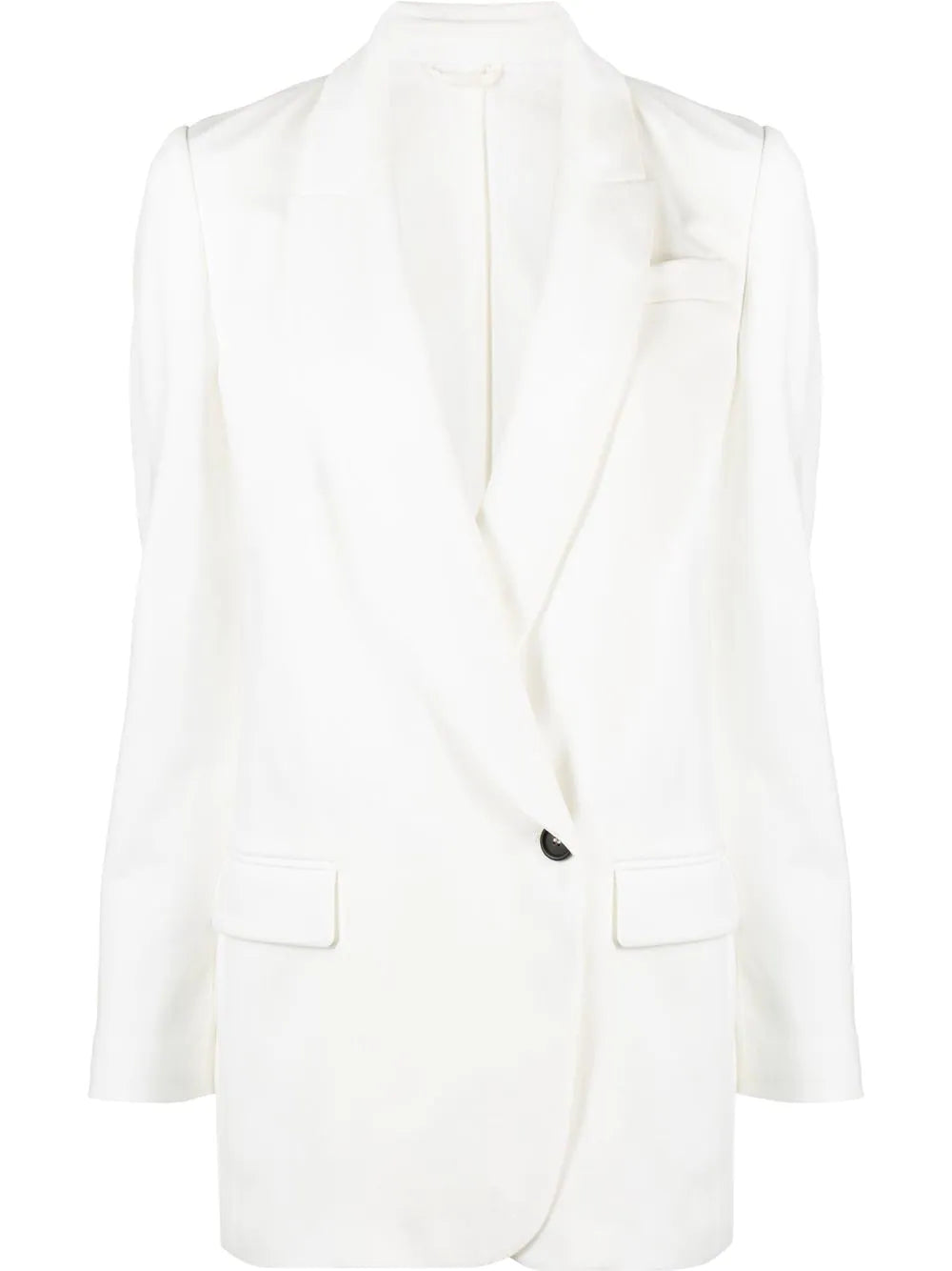 Cotton-Blend Single-Breasted Blazer — White