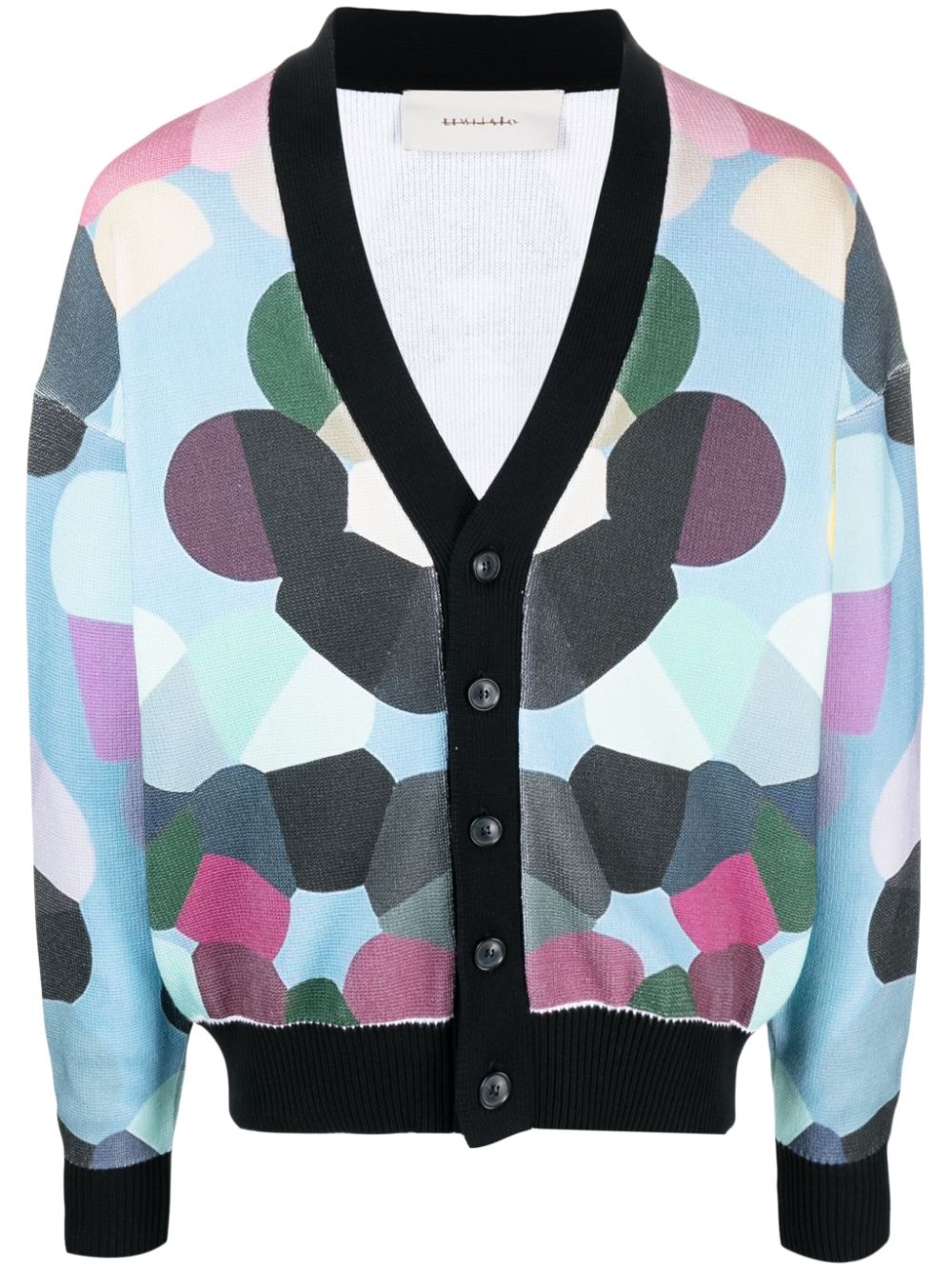 Graphic-print cotton cardigan - Black