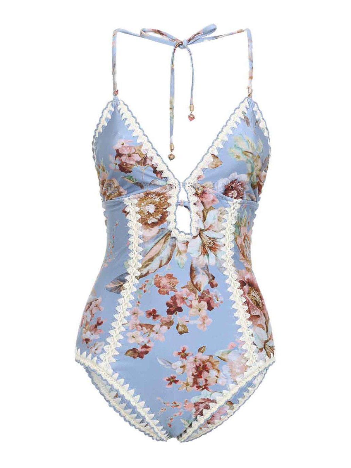 Chambray Crochet One-piece Swimsuit