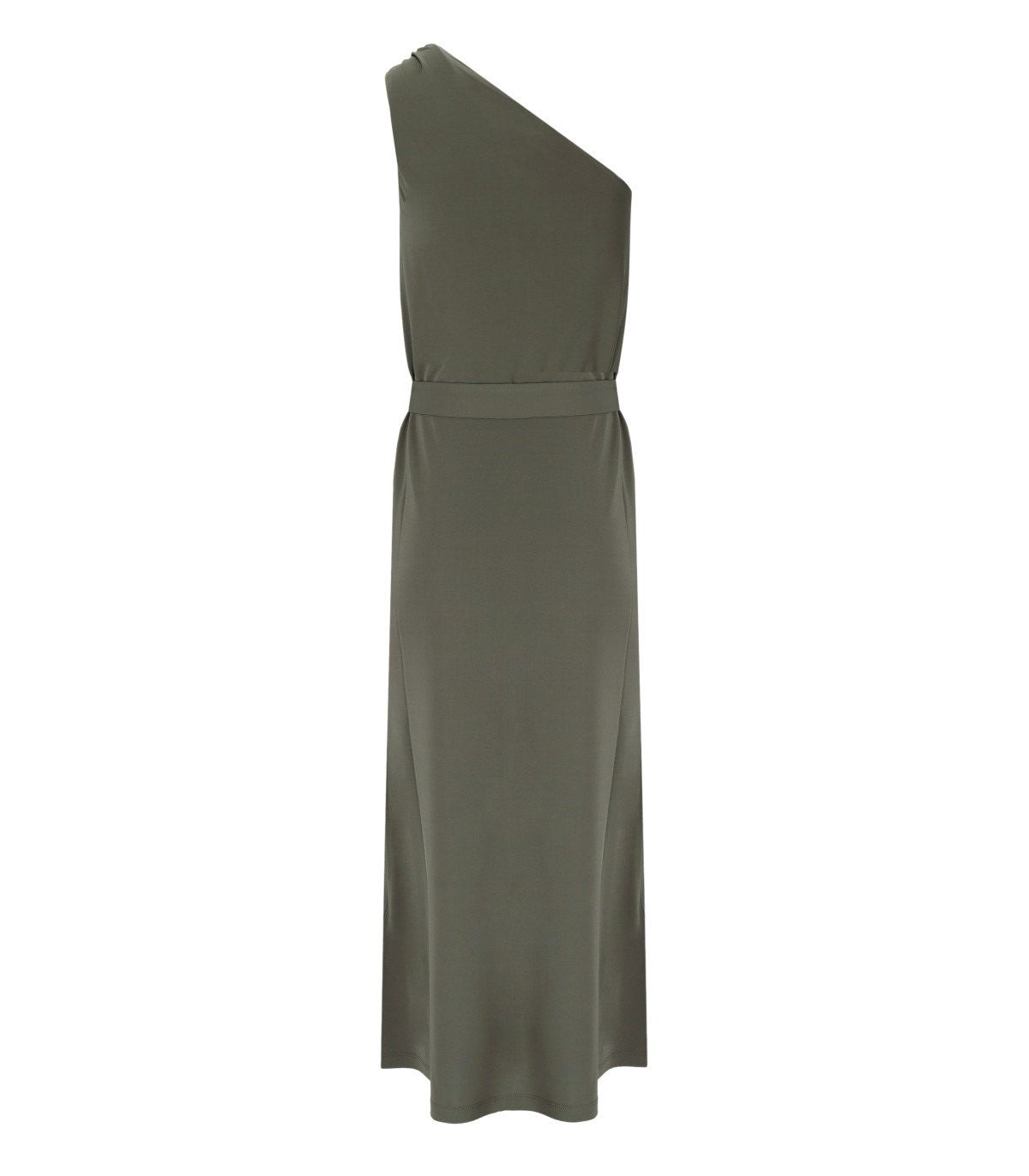 Mm Max Mara Verbena Khaki Green One Shoulder Dress