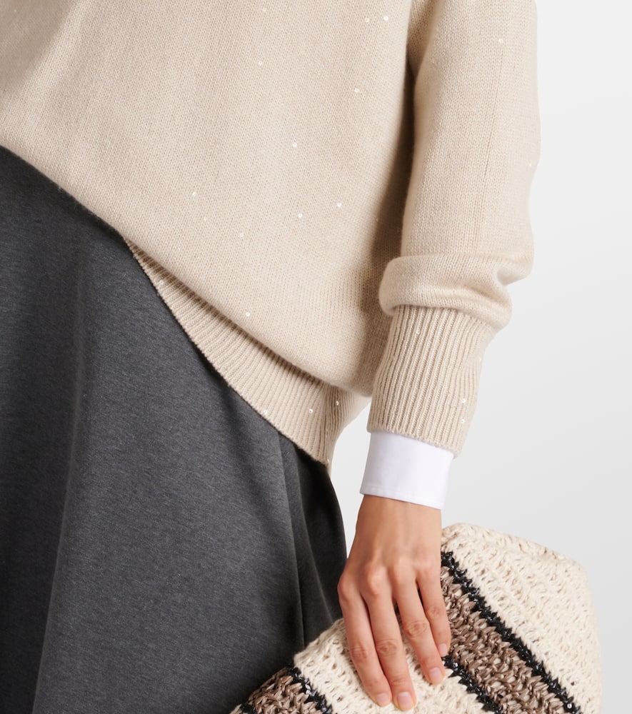 Embellished cashmere and silk sweater