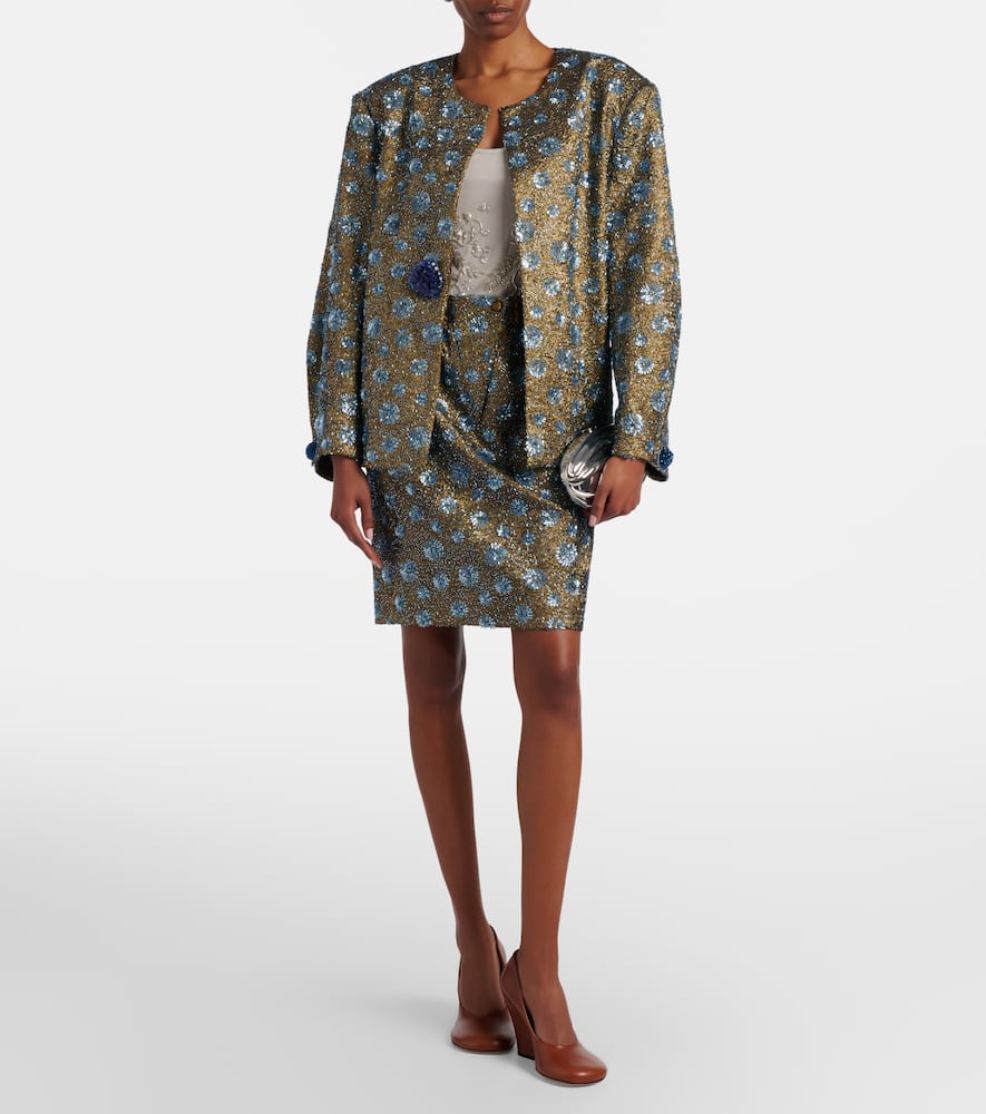Floral sequined oversized jacket