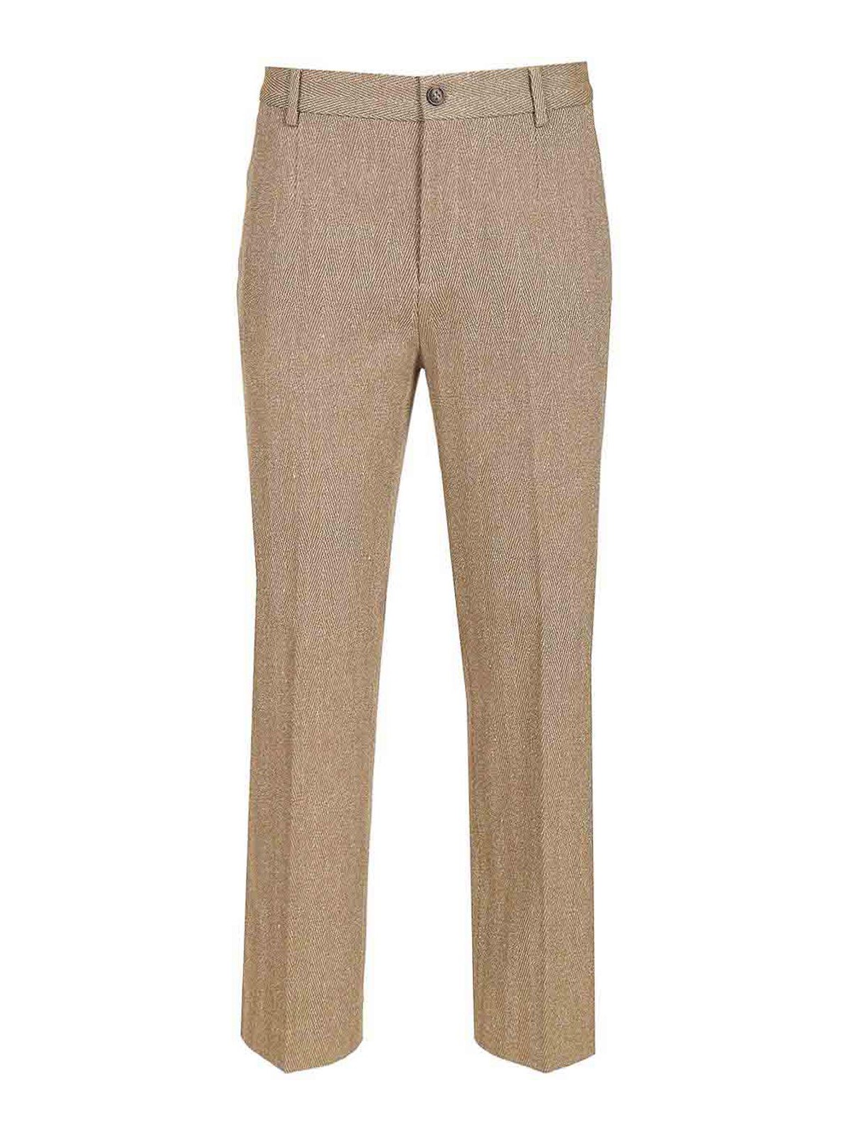 Tailored Trousers In Chevron Linen Blend