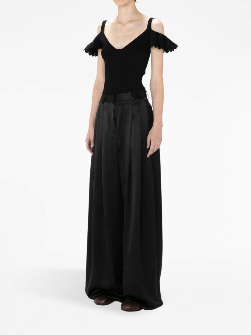 High-rise wide-leg trousers - Black