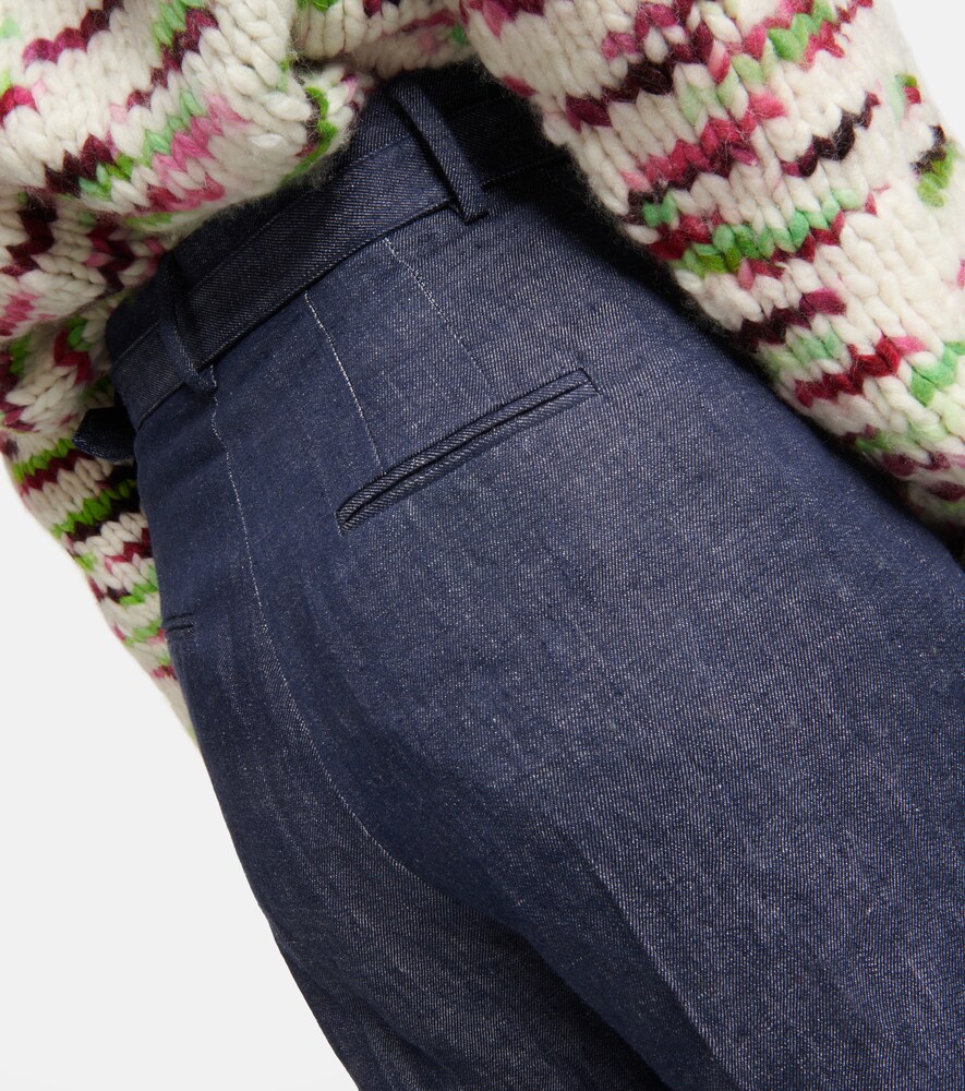 Gabriela Hearst Belted high-rise wide-leg linen pants