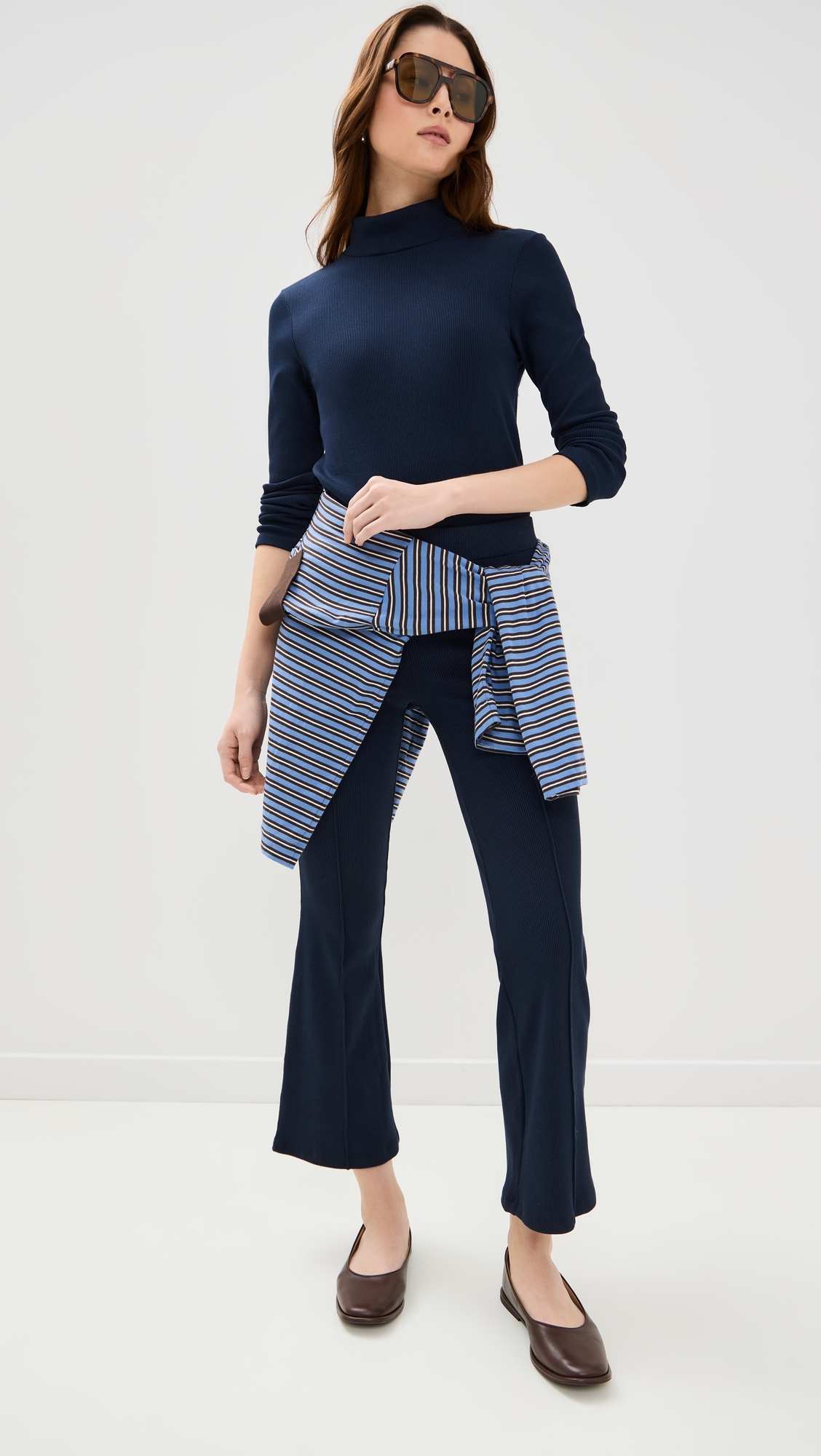 The Rib Kick Flare Pants Navy