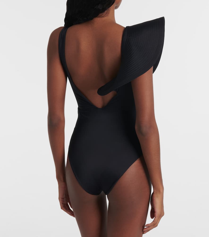 Asymmetric ruffled swimsuit