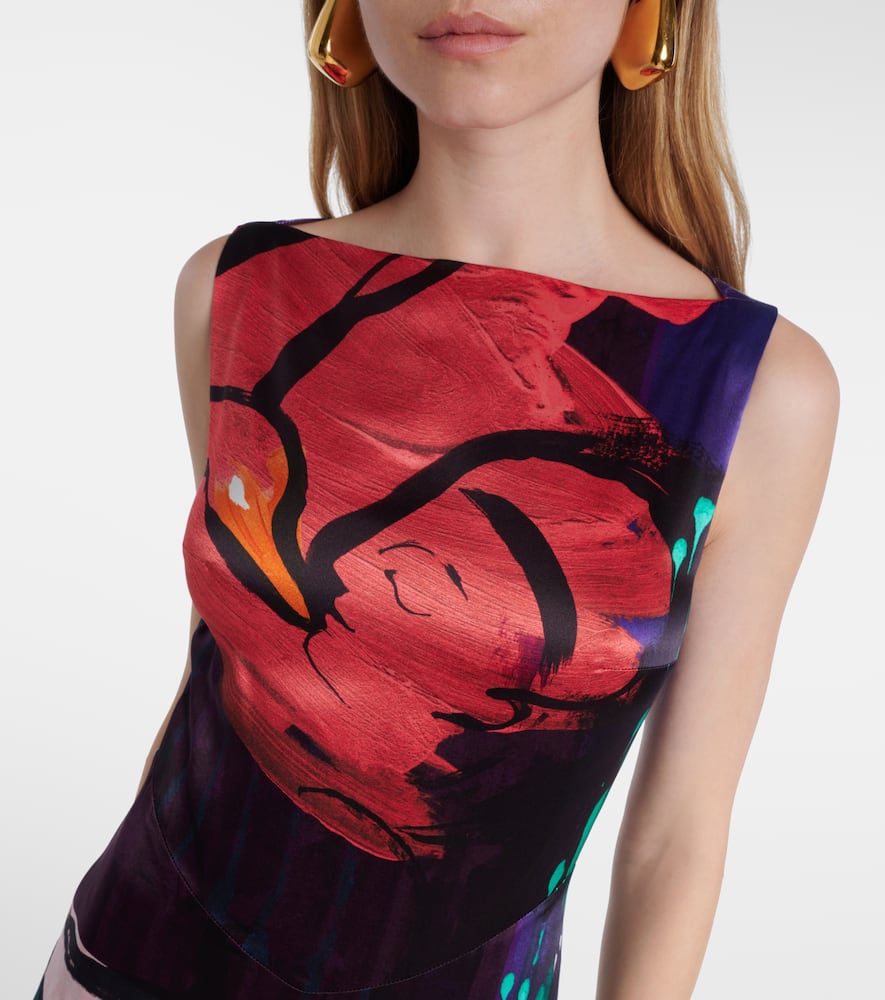 Munir printed silk satin gown