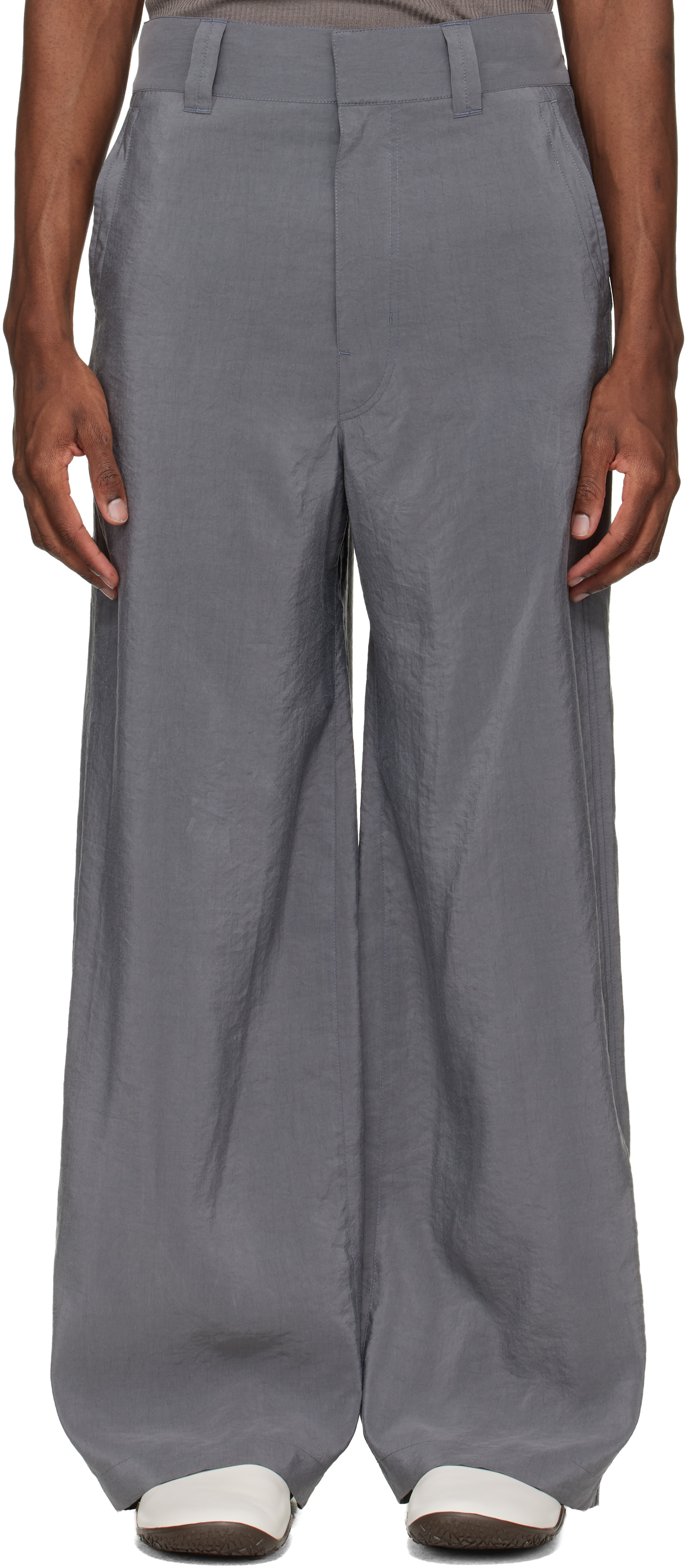 Gray Straight Tailored Trousers