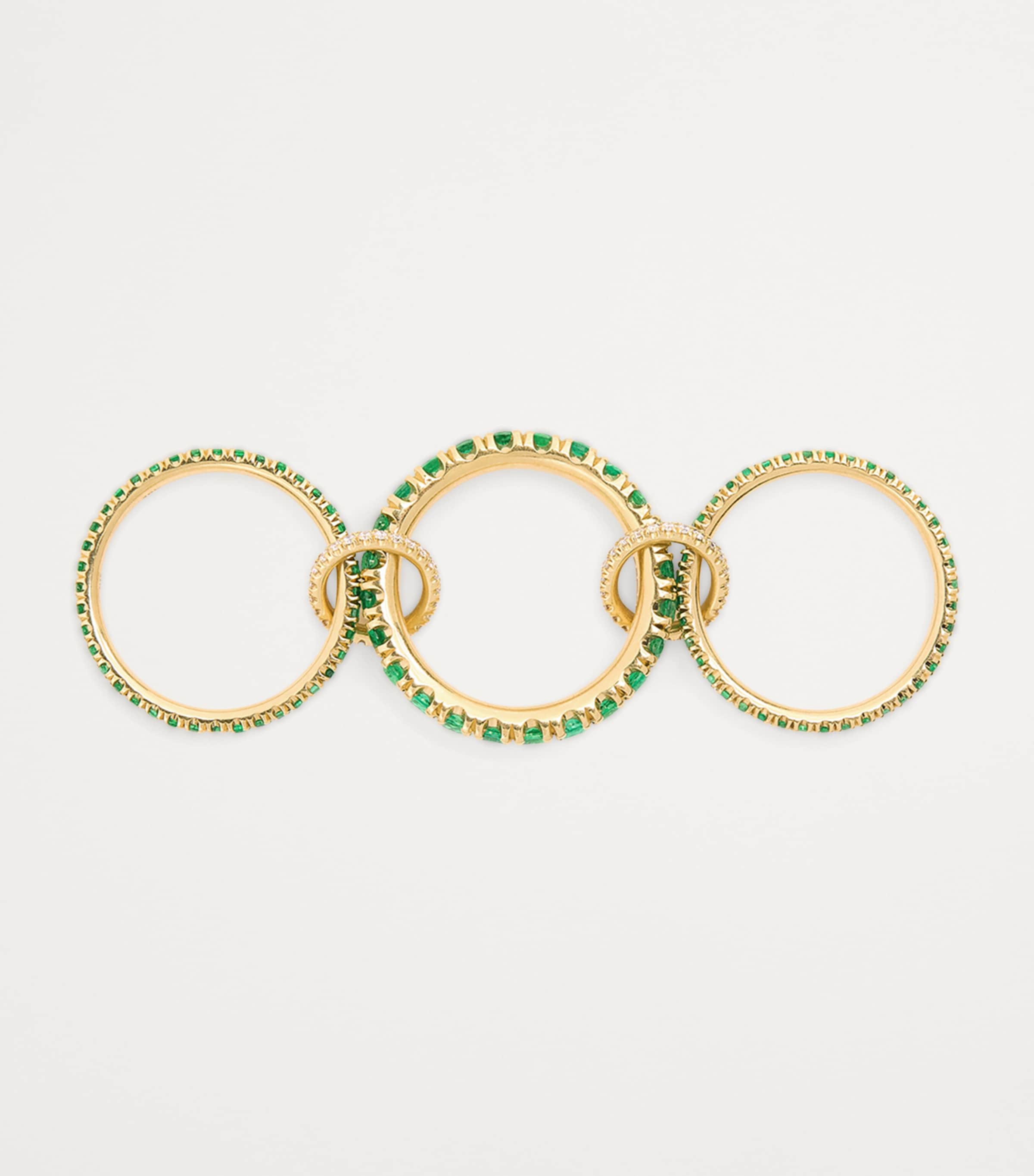 Yellow Gold, Diamond and Emerald Pave Ring