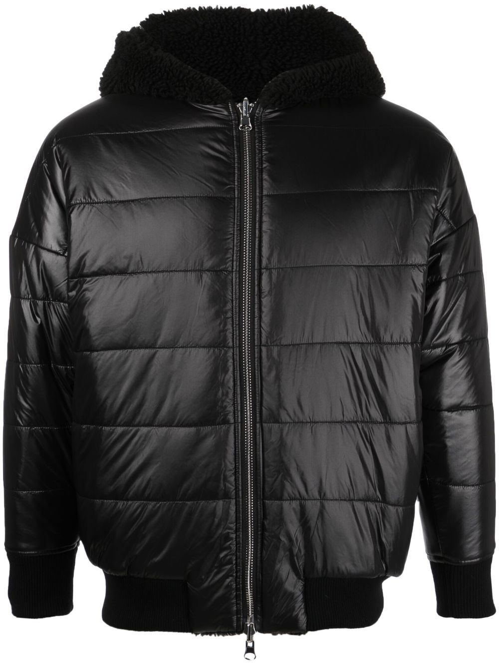 Logo-motif hooded bomber jacket - Black
