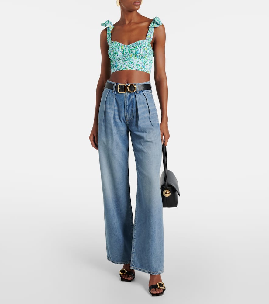 Carla printed pleated crop top